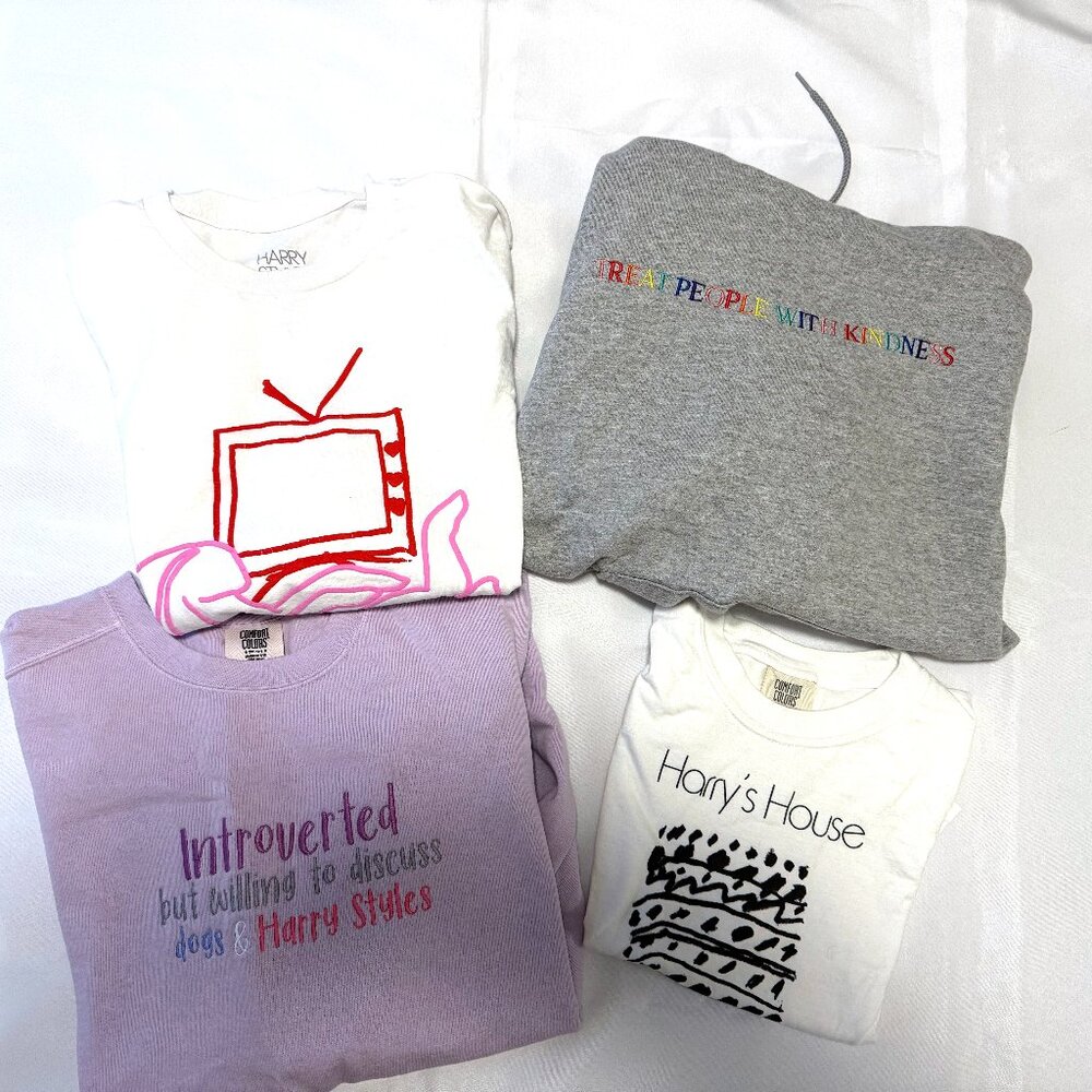 Harry Styles Bundle: 2 shirts, 2 sweatshirts, TPWK hoodie, Harry's House, Rabbit